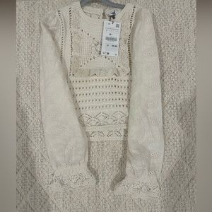 NWT- Zara Combination Knit Long-sleeve Top- Size- S